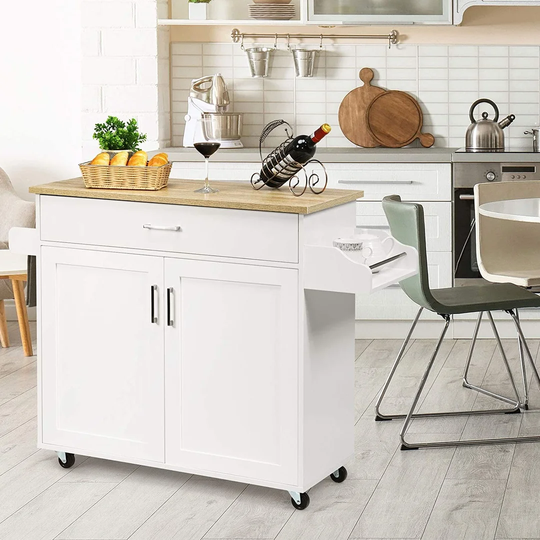 Otwell Kitchen Trolley with Solid Wood Top