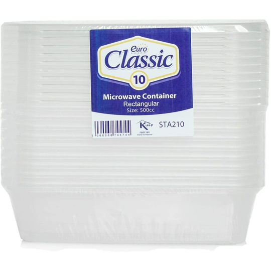 (500 ml) 10-Pack Rectangular Plastic Food Containers with Leak-Proof Lid Covers
