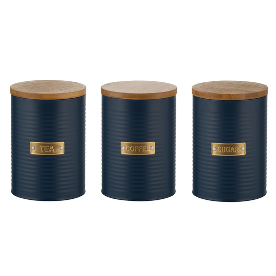 Otto navy 3pc kitchen canister set