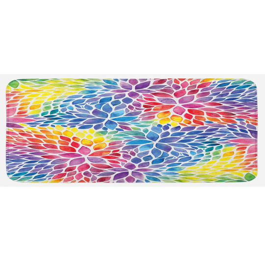 Maliyah Rainbow Coloured Leaves Kitchen Mat