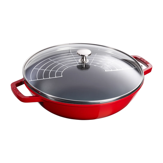 STAUB Wok with glass lid Ø30 cm 4.4 L Red