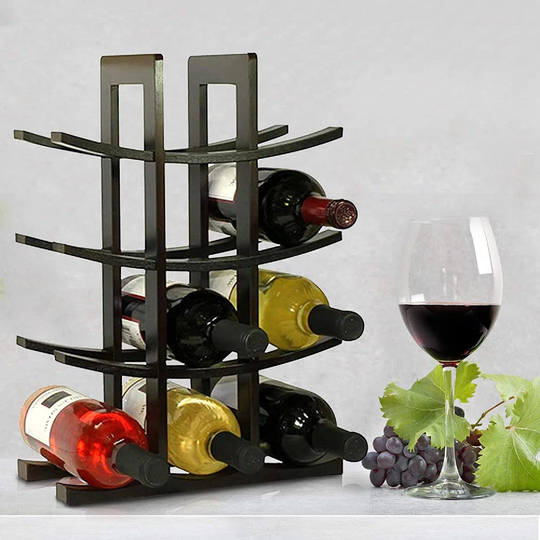 Wine Rack - 4-Tier Standing Wooden Storage Display For Liquor, Champagne - Freestanding Stack Shelves - Space Saver, Organiser Countertop Wood Stand -