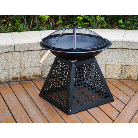Bulle 62Cm H x 56Cm W Steel Wood Burning Outdoor Fire Pit with Lid