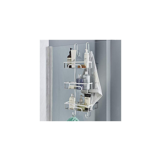 Direct Online Houseware Extra Large Aluminium Rust-Proof Premium 3 Tier Hanging Shower Caddy - Over Door Metal Storage Racking - 79 H x 28 W x 20