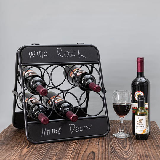 6 Bottle Tabletop Wine Bottle Rack in Black