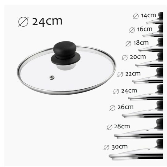 (20CM) Tempered Glass Saucepan Casserole Frying Pan Lid