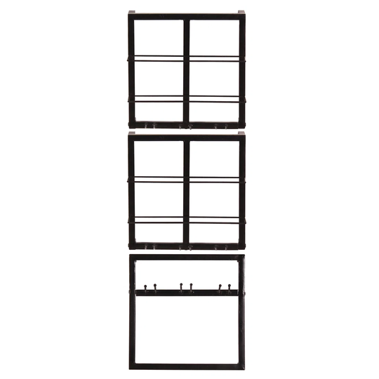 4 Bottle Metal Wall Mounted Wine Bottle and Glass Rack in Black