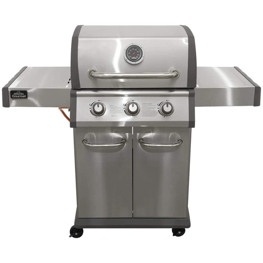 3 Burner Deluxe Gas BBQ with Piezo Ignition, Stainless Steel - DG16