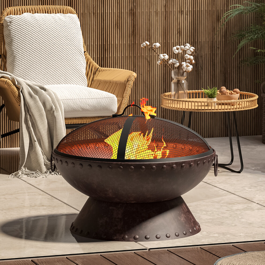 Outdoor Fire Pit BBQ Firepit Brazier Garden Round Heater Stove Patio Barbecues Grill
