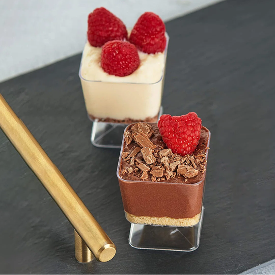 100 Small Multi-Use Square Plastic Dessert Party Cups - 60Ml