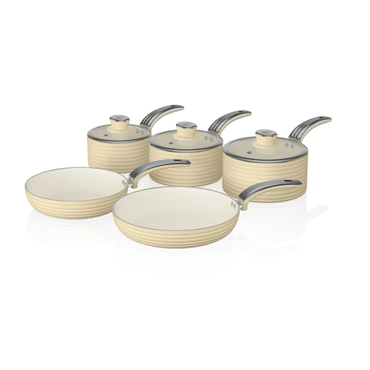 Swan Retro 5 Piece Aluminium Non-Stick Cookware Set