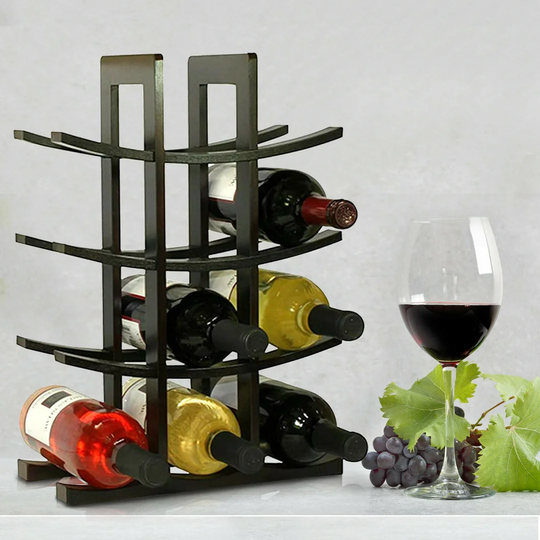 Demirose 6 Bottle Tabletop/Countertop Wine Bottle & Glass Rack in White