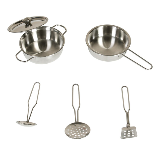 5-PIECE Play Kitchen Accessories Stainless Steel Cooking Utensils