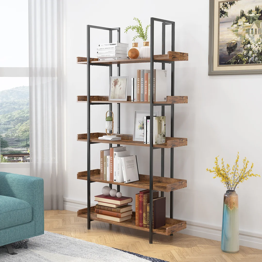 Free-standing Storage Rack With Metal Frames,display Shelf Units For Office, Open Tall Bookcase For Living Room,bathroom