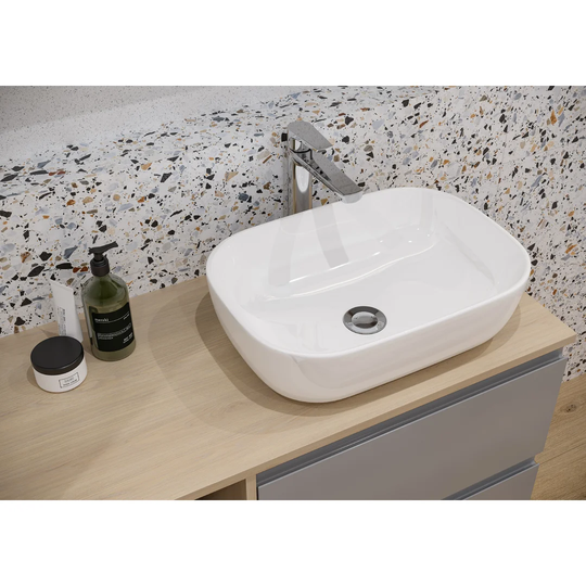 Moduo White Ceramic Rectangular Bathroom Sink