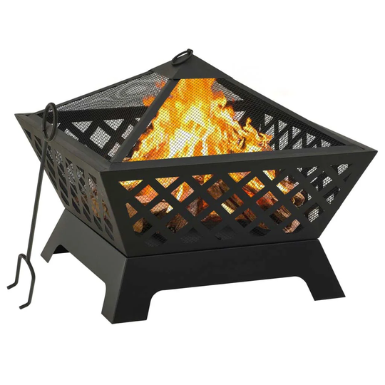 Annarama 53Cm H x 64Cm W Steel Wood Burning Outdoor Fire Pit with Lid