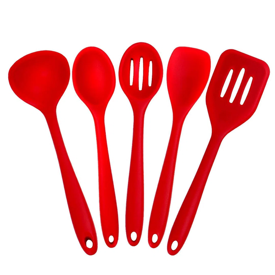 5 Piece Premium Silicone Kitchen Baking Set - Spatulas, Spoons & Turner - Heat Resistant Cooking Utensil(Red)