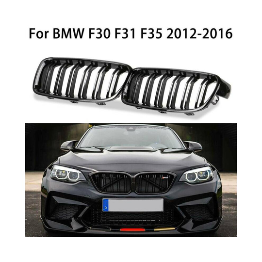 Gloss Black Kidney Grill Grille Twin Bar For BMW 3 Series F