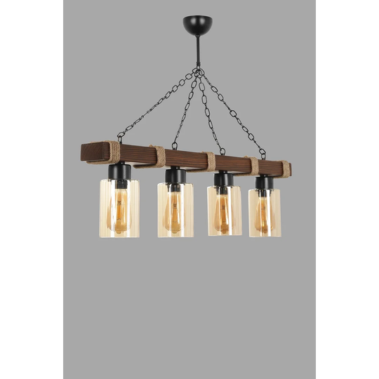 Mattias 4 - Light Kitchen Island Cylinder Pendant with Wrought Iron Accents