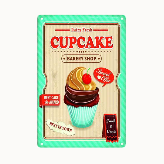 Cupcake Graphic Art on Metal