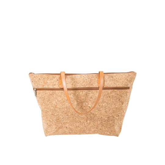 Libation Cork Tote Bag with Hidden Compartment for Two Bottles Insulated with Divider
