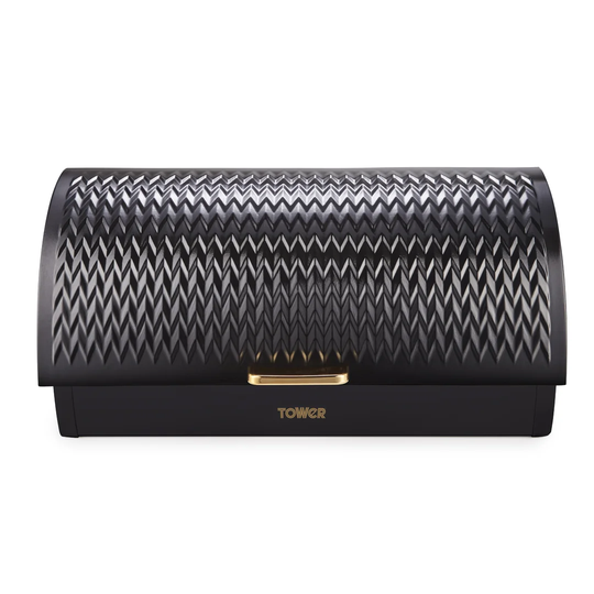 Tower T826090BLK Empire Roll Top Bread Bin, Stainless Steel