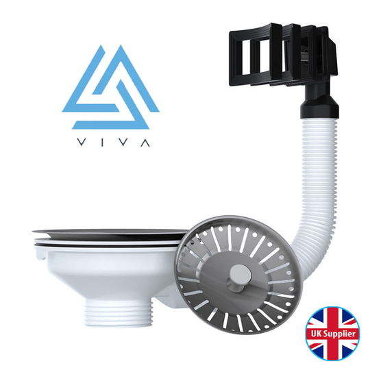 Viva 40mm Kitchen Sink Basket Strainer Waste Plug Rectangle Overflow