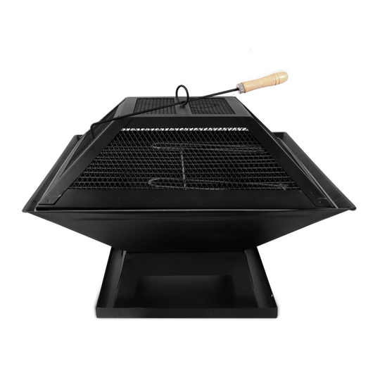 3 In 1 Outdoor Square Firepit with Grill