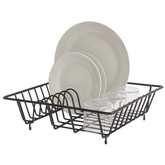 Bloomsbury Mill - Compact Dish Drainer - Plate Drying Rack - Anti-Rust - Black