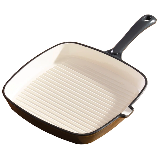 Hairy Bikers Cast Iron Enamelled Griddle Frying Pan 23cm Grey