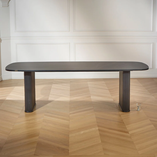 Black Oval Non-extendable Statement Dining Table For 6 To 8 - Arthur By Robin Interiors