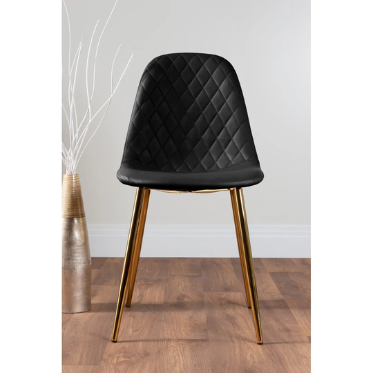 Leonardo Black Leg Glass Dining Table & 4 Cappuccino Corona Black Leg Chairs
