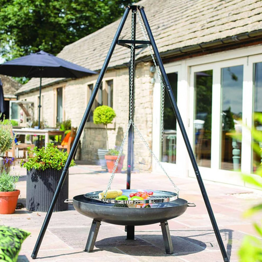vidaXL BBGRILL Black Tripod BBQ Grill (106cm)