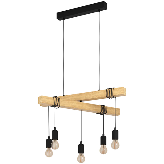 Kysorville 5-Light Kitchen Island Bulb Pendant with Wood Accents