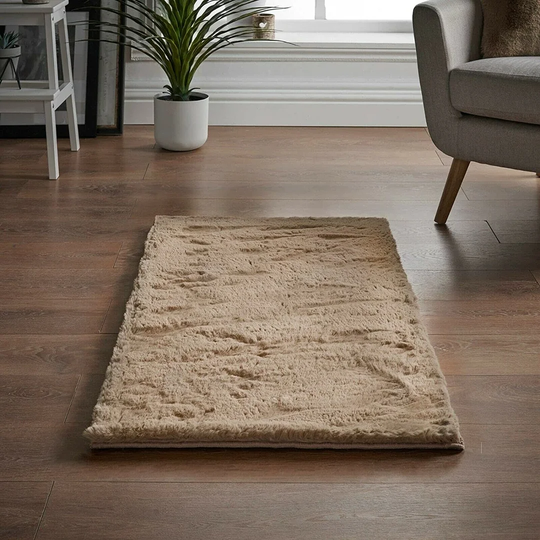 Rosenda Faux Rabbit Fur Kitchen Mat