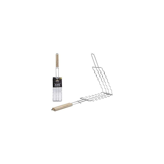 Barbecue Sausage Hot Dogs Easily BBQ Meat or Vegetables with This Barbeque Easy Grill with Wooden Handle