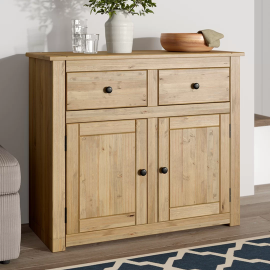 Weir 93 cm Wide 2 Drawer Pine Solid Wood Sideboard