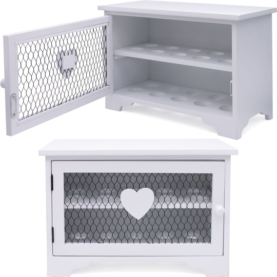 Wooden White 'Heart Shape' Egg Storage Holder (Holds up to 15 Eggs)