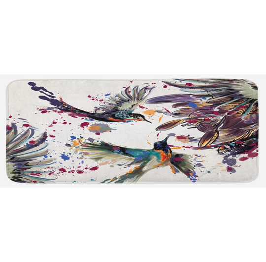 Maegan Hummingbird Lily Birds Kitchen Mat