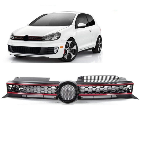 VW Golf Mk6 2009-2013 Front Main Centre Grille Gti Only Black With Red Slats