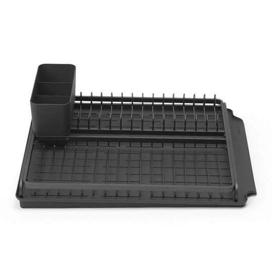 Brabantia Large Dish Drying Rack with Draining Tray, Dark Grey