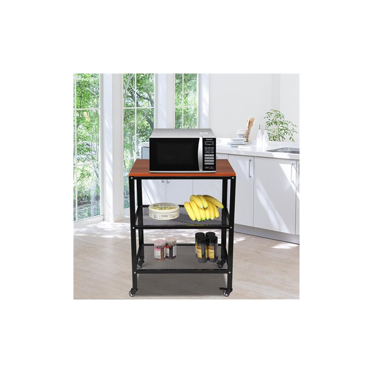 3 Tier Kitchen Storage Rack Serving Trolley Island Cart With Wheels