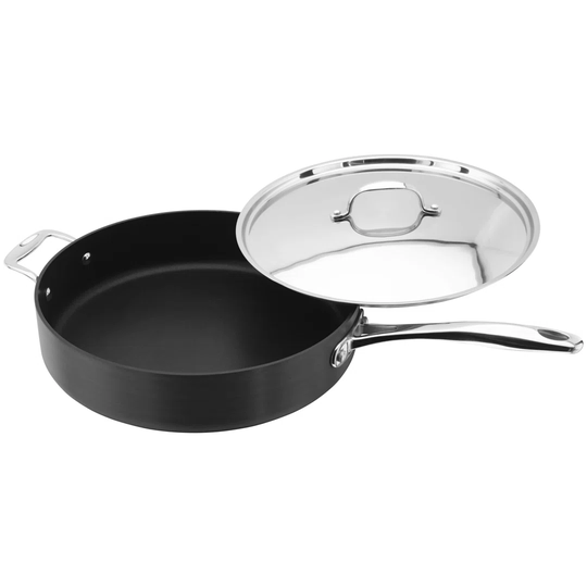 Stellar Hard Anodised, 30cm Non-Stick Sauté Pan with Stainless Steel Lid