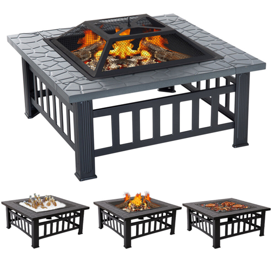Garden Patio Outdoor Fire Pit BBQ Grill Shelf