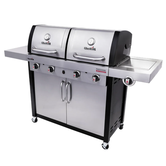 Char-Broil Professional Series 4600 S Double Header - 4 Burner Gas Barbecue Grill with TRU-Infrared Technology and Side-Burner