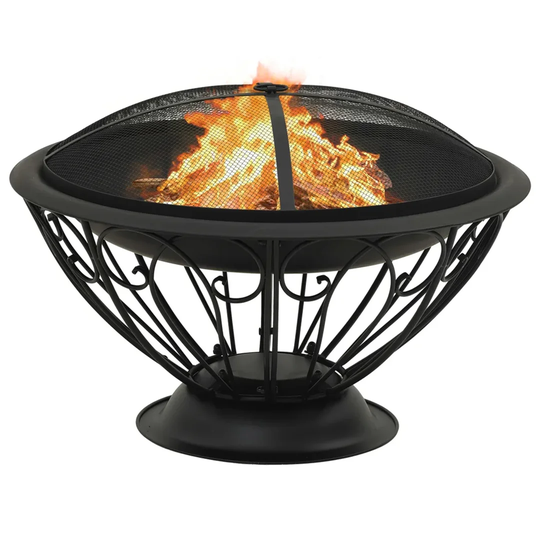 Lou 44Cm H x 49Cm W Stainless Steel Wood Burning Outdoor Fire Pit with Lid