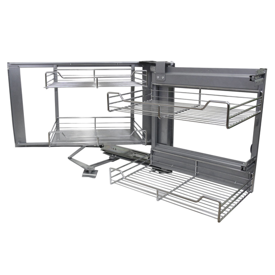 KuKoo Right Hand Corner Kitchen Pull Out Baskets, 90-100cm Cabinet 4 Metal Slide Out Storage Drawers