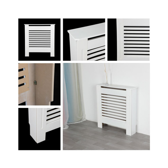 White Radiator Cover Modern Traditional Wood Grill Shelf Cabinet Furniture