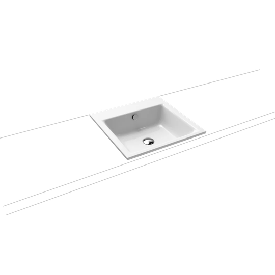 White Steel Enamel Square Bathroom Sink with Overflow