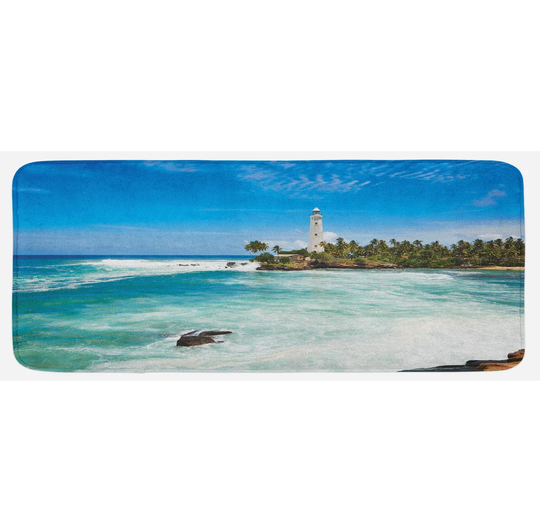 Delaney Lighthouse Palms Beach Seaside Kitchen Mat